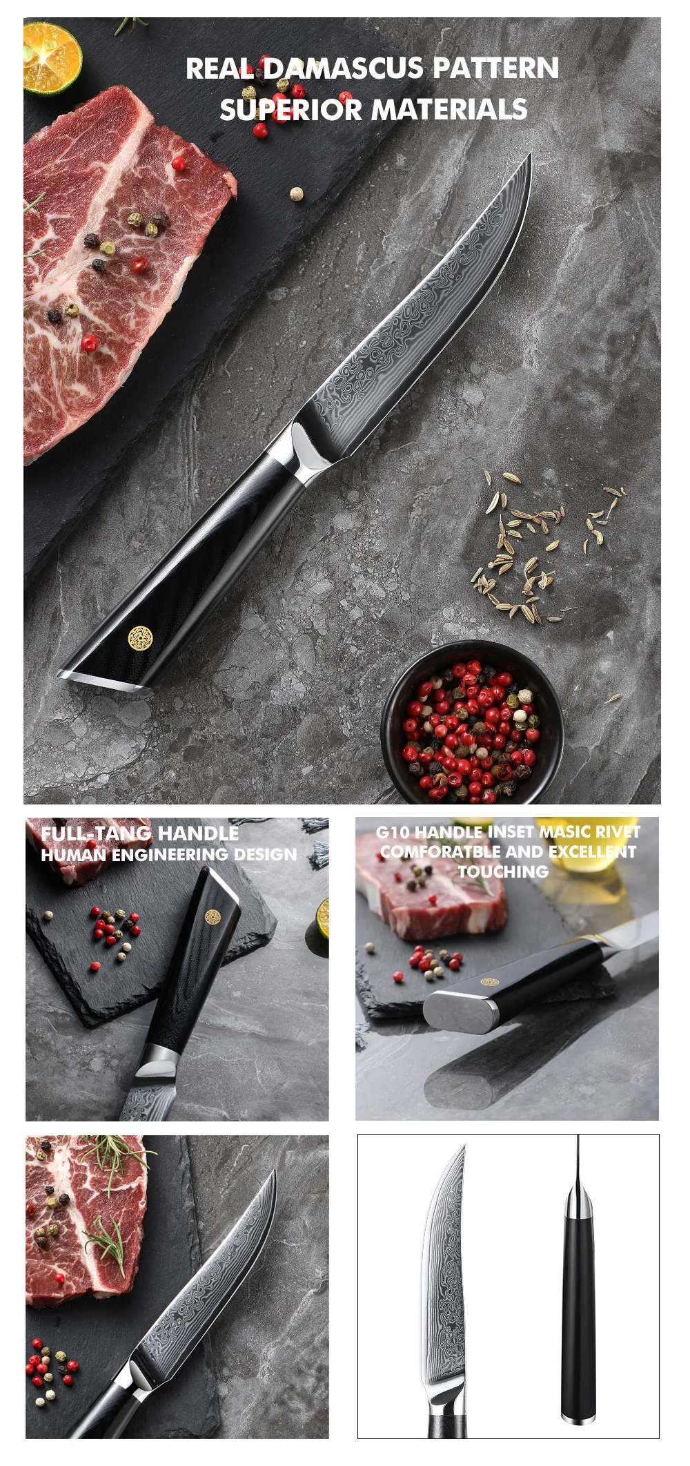 Best Damascus 67 Layer Kitchen Knife Set Kitchen Steak Knife Set Custom Steak Knives Set With