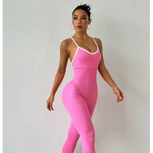 Contrast Color Camisole Sports Yoga Bodysuit Sleeveless Quick-drying Ribbed Close-fitting Fitness Bodysuit Yoga