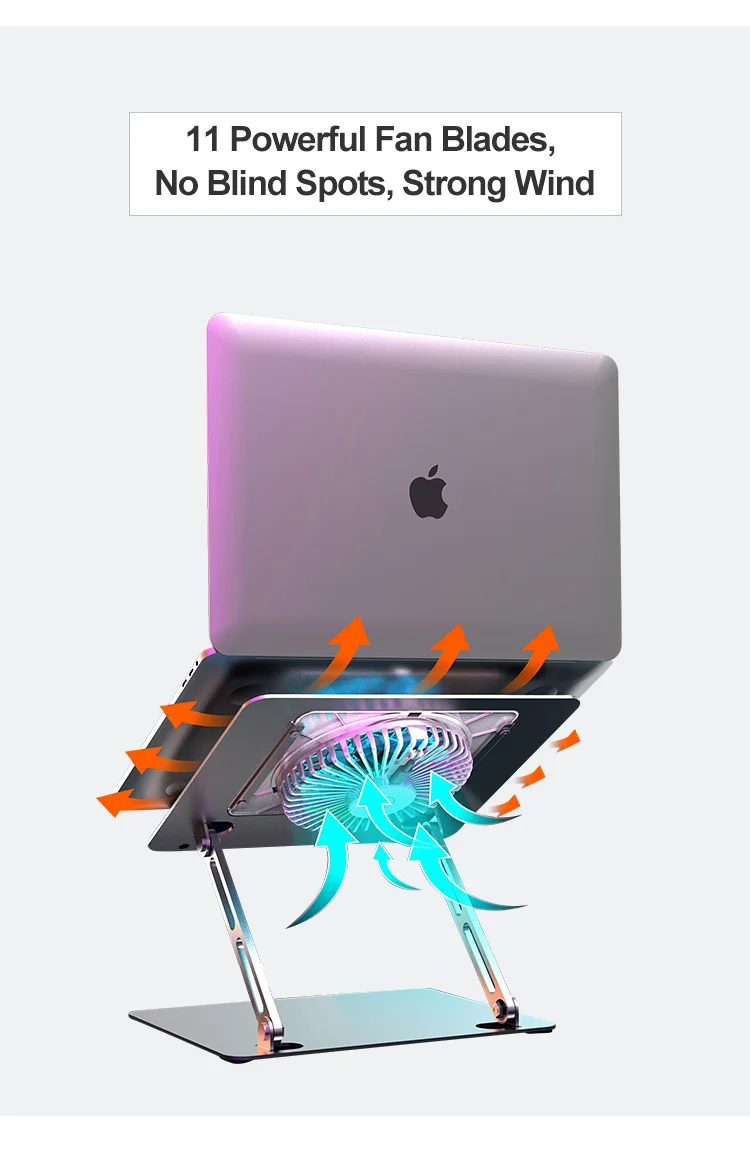 Portable Adjustable Gaming Laptop Stand And Fan Cooler Aluminum