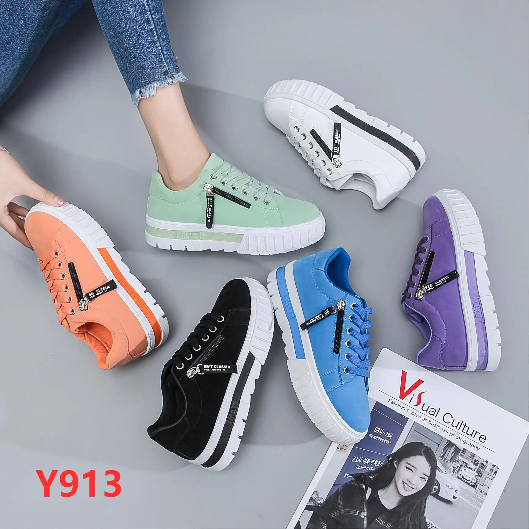2022 suede Flat Sport Shoes White Running Sneakers New Arrivals Girls Fashion lace up zipper Casual shoes