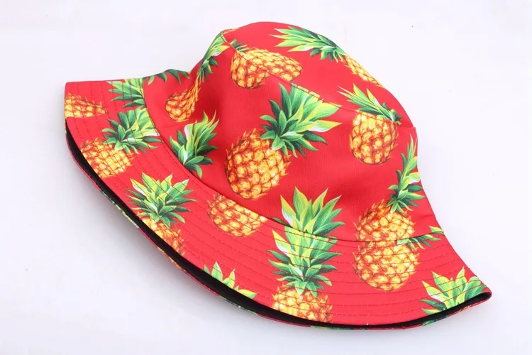 Wholesale High Quality Pineapple Print Folding Outdoor Sun Hat Designer Hat Fashion Pineapple ...