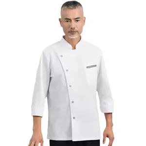 Factory Wholesale Unisex Kitchen Chef Uniform Bakery Cook Long Sleeved Poly Cotton Breathable Shirt Chef Jacket Clothes