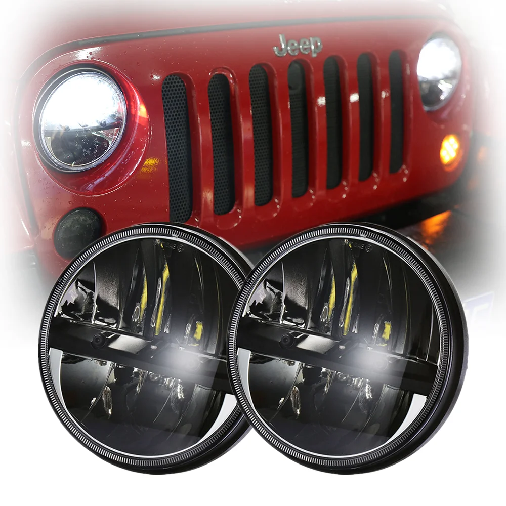 For Royal Enfield Motorcycle Headlight 7 Inch Round Headlight Led