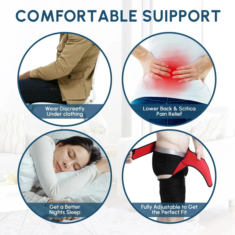 KUMSODE Fascia Inguinale Regolabile, Supporto Per Dolore All'Anca, Muscoli Ischiogambali, Coscia E Nervo Sciatico, In Neoprene Traspirante