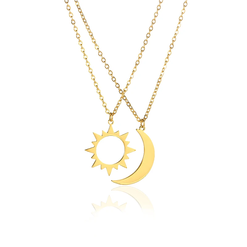 Best Friend Necklace for 2, Sun and Moon Matching Friendship Necklace Jewelry Gifts for BFF Sisters