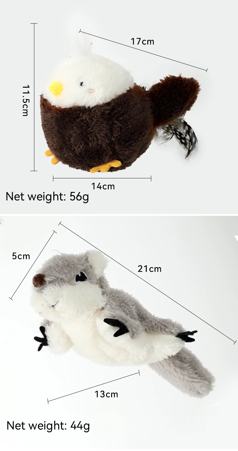 Pet Plush Toy Flapping Sound Shaking Shaking Bird Electric Cat Toy Pet Self High Simulation Fish Swinging wings Bird factory