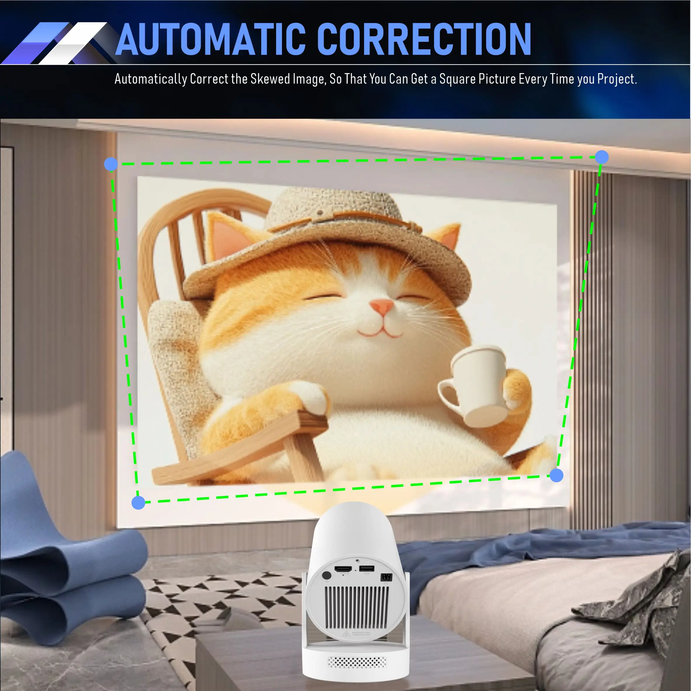 HY300 PLUS 720P Projector with Wifi 6 Android 11 OS 210ANSI LM HIFI Audio Speaker Base Outdoor Home Cinema Short Throw Projector