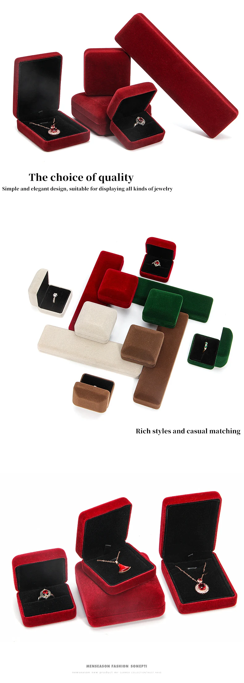 High Grade Brown Packaging Box Jewelry Velvet Luxury Velvet Jewelry Set Box Bracelet Necklace