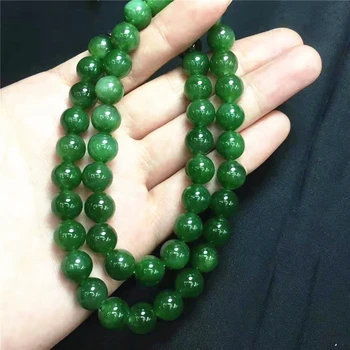 China Factory Wholesale Jade Stone Jewelry Hetian Green Jade 10mm Natural Jasperite Charm Necklace Beads