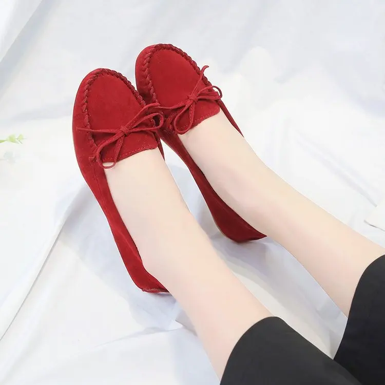 Spring and Autumn New European and American Bow Flat Sole Single Shoes Round Toe Pregnant Women's Large Shoes
