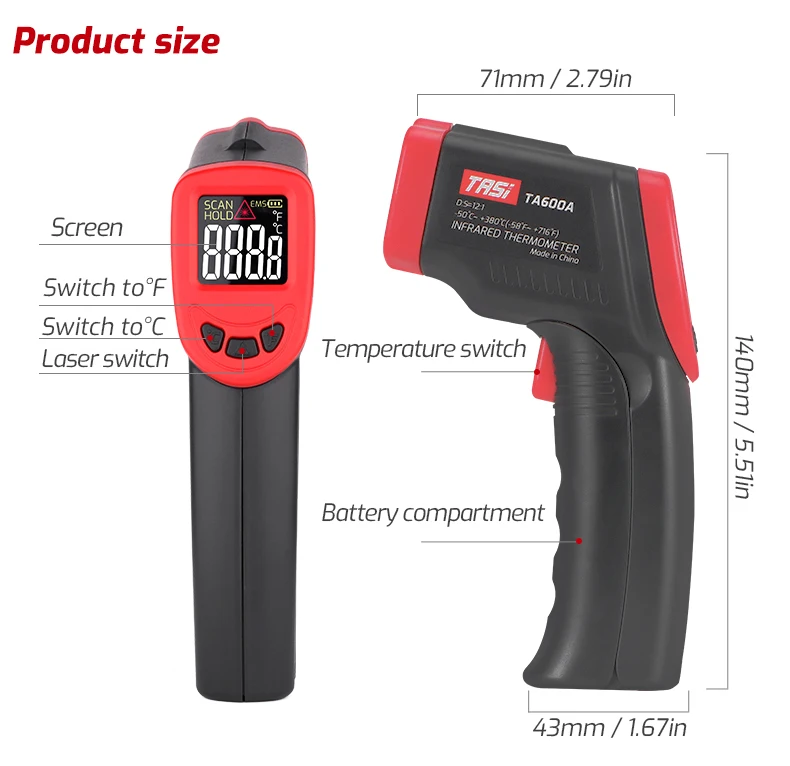 Digital Infrared Thermometer 380, No Touch Digital Laser Temperature G