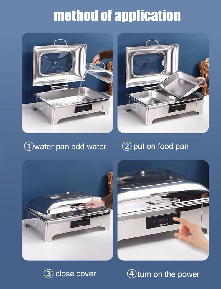Stainless Steel Chafing Dish Set With Electric Or Fuel Heater Chafing