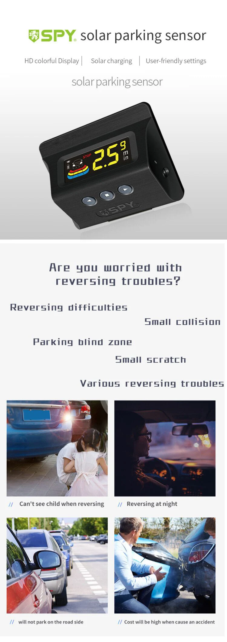 Spy Hot Selling Car Universal Wireless Led Front And Rear Reversing