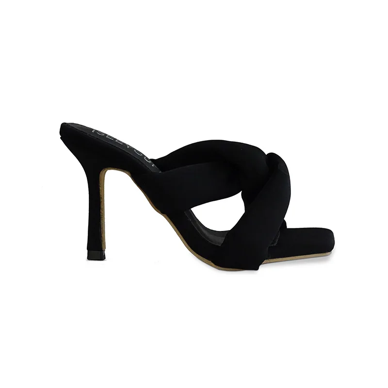 CSS190   New Arrival Fashionable Soft Material High Heel Slipper Shoes Sandals for Women