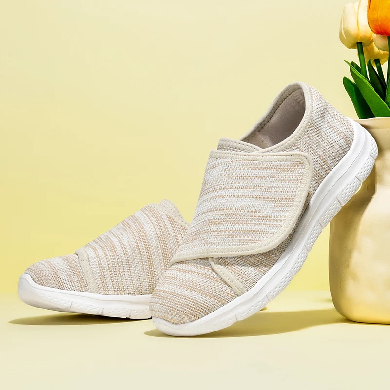 Women's Extra Wide Orthopedic Sneakers Adjustable Slip-on Closure Arch Support Walking Shoes for Swollen Feet Diabetic Shoes