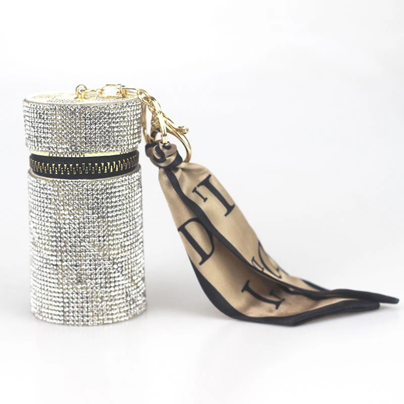 Charm Rhinestone Lipstick Bag Keychain Diamond Design Luxury Bags Mini