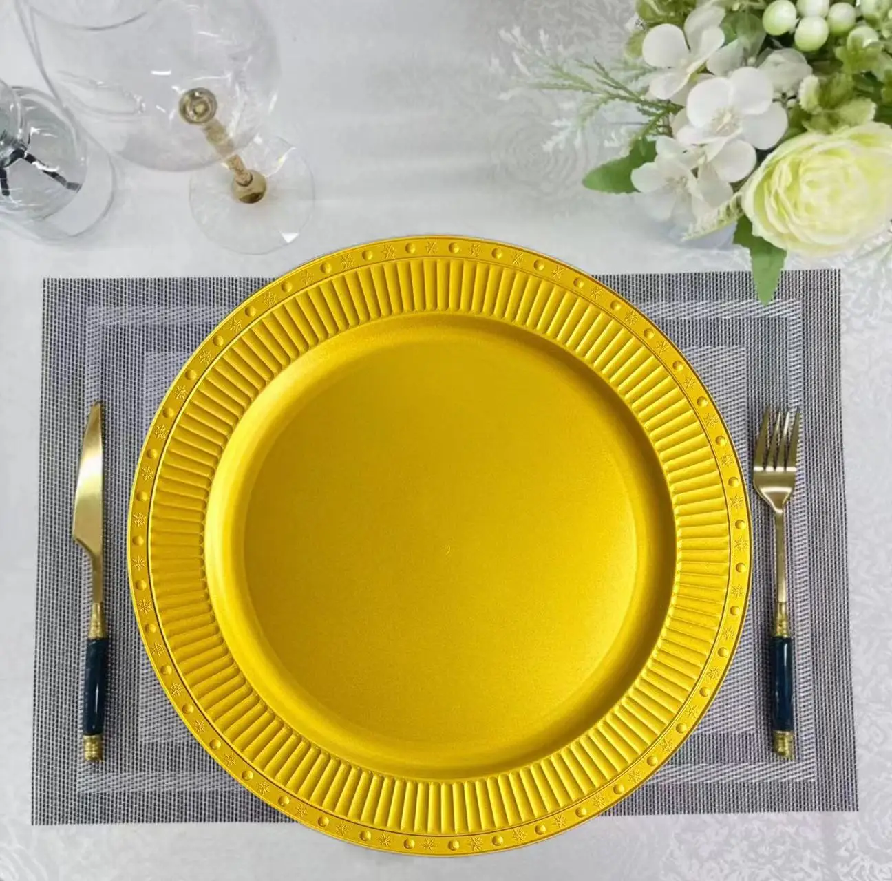 Luxury Gold Charger Plates For Wedding Party New Round 13