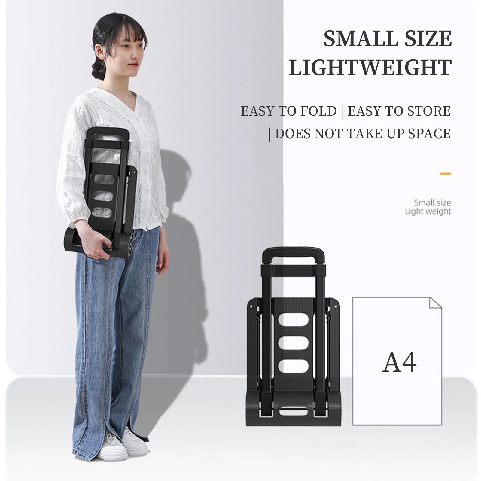Heavy Duty Foldable Hand Sack Wheel Trolley Folding Truck Barrow Cart Travel Luggage Shopping Cart Portable Home Use Car