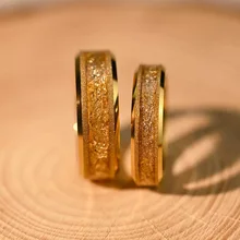 Wholesale Fired Gold Leaf Sandblasted Gold Couple Bands Luxury Wedding Ring Tungsten Carbide Rings for Men Women Fashion Ring