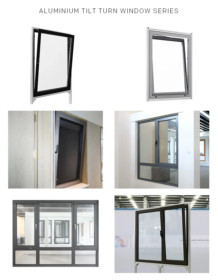 Commercial Residential Apartment Customized High Quality Aluminum Glass Tilt and Turn Windows Inward Opening Casement Windows factory