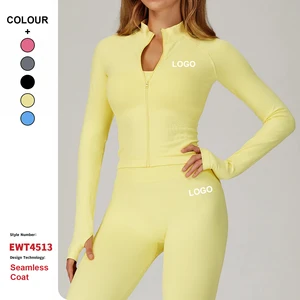 Custom High-Quality Seamless Stand-Up Collar Zipper Yoga Sports Jacket Windproof Slim-Fit Warm Running Fitness Jacket for Women