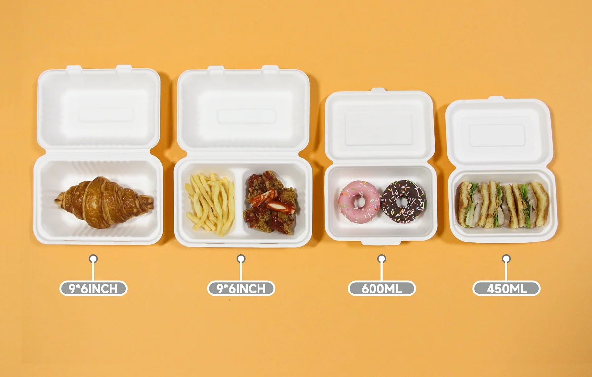 Biodegradable Sugarcane Bagasse Takeout Box Big Clamshell Food ...