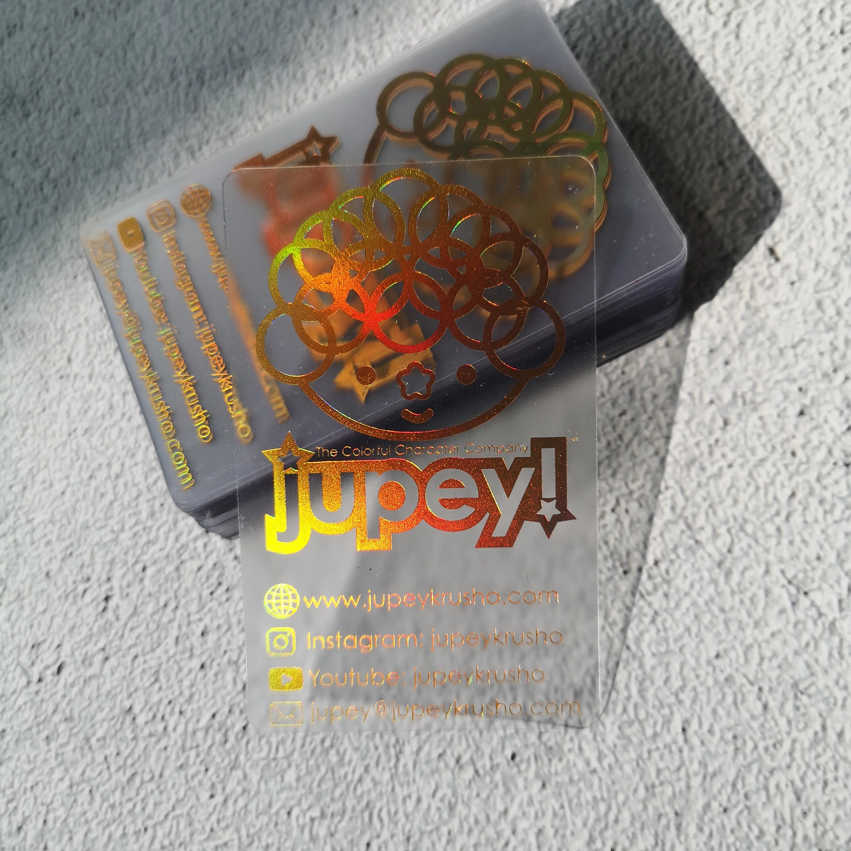 Holographic Neon Transparent Plastic Cards for Business - Custom Foil Print  PVC Cards