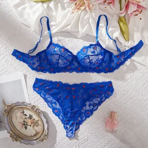 2026 BOON Cross-Border Bestseller: Heart-Printed Transparent Lace Teasingly Seductive Purely Sensual Lingerie Set