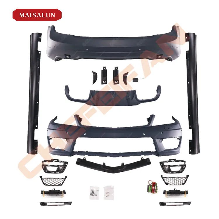 High Quality Car Body Kit for Benz C Class W204 Upgrade to C63 Style Bodykit Front Bumper with DRL Rear Bumper and Side Skirts