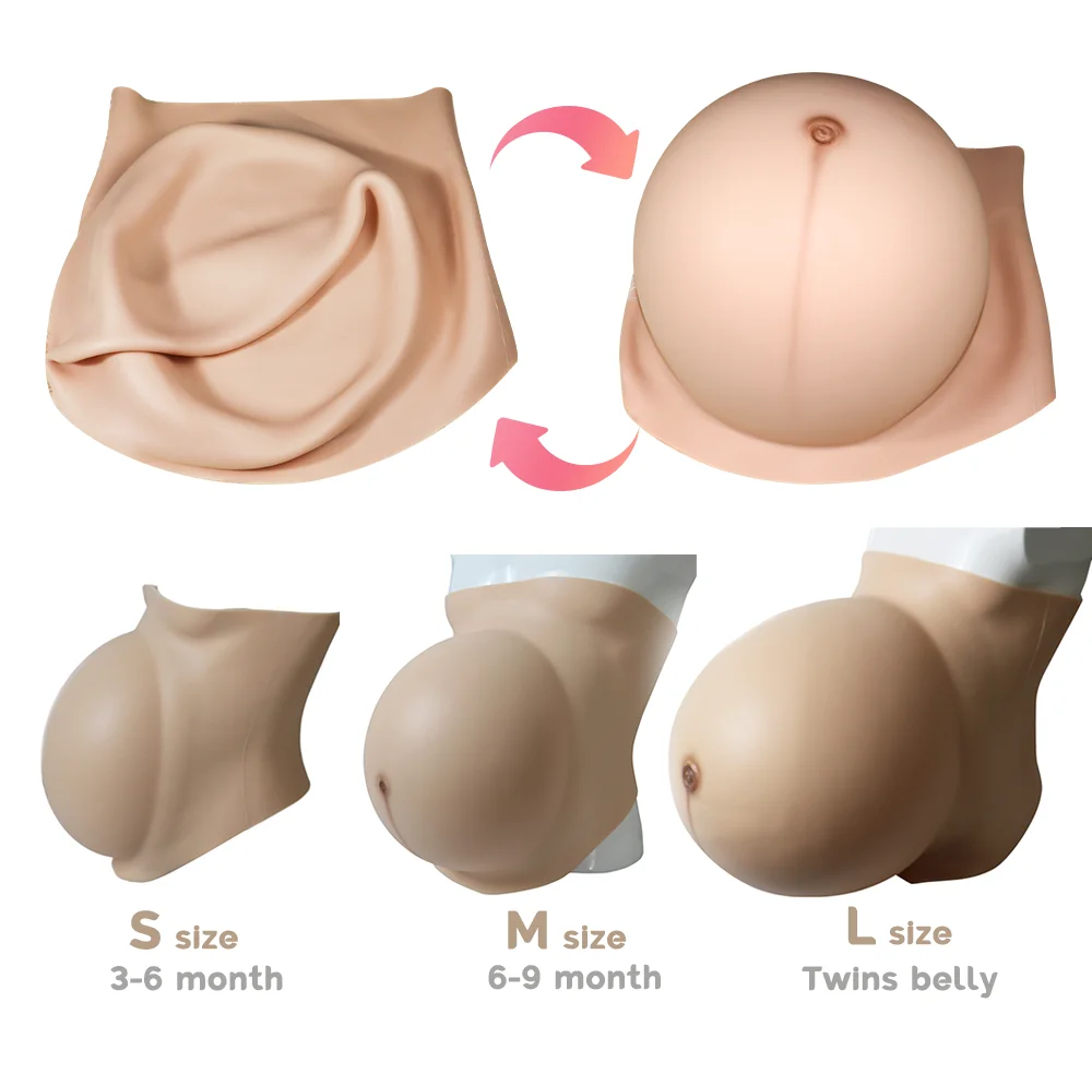 Inflatable 6 Month to 9 Month Huge Woman Pregnant Belly Inflatable Silicone Body Wearing Big Pregnancy Tummy Props