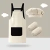 Children's painting three-piece suit-white and black sleeve hat