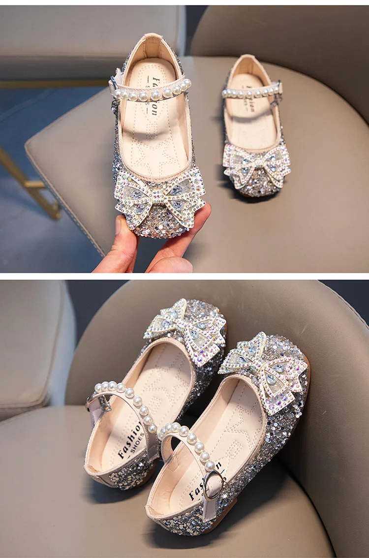 Baige 2024 New Arrival Girls Princess Shoes Bowknot Rhinestone Pearl ...