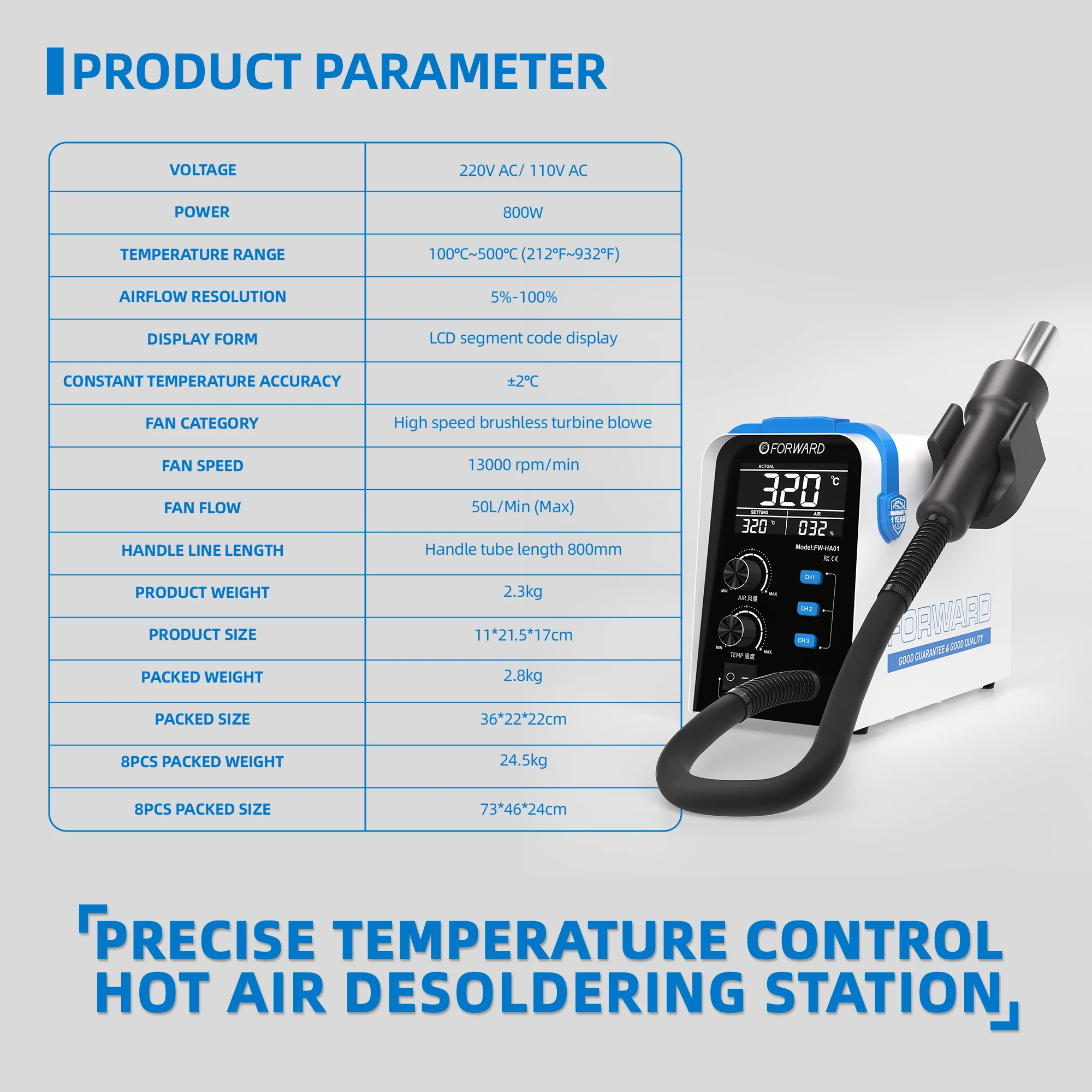 FORWARD FW-HA01 Hot Air Desoldering Station 1 Piece MOQ in Stock 2 Days Fast Ship for Phone Motherboard Repair Tool