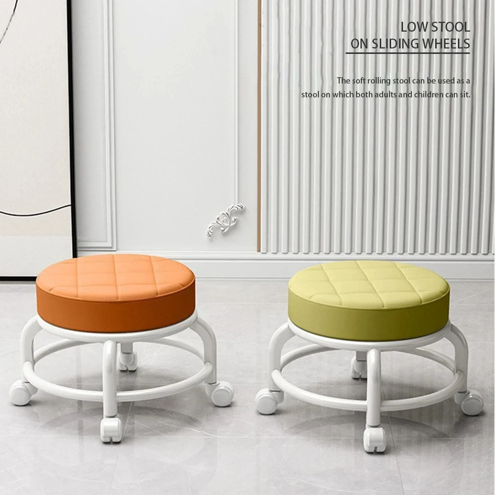 Small Stool Pulley Low Stool With Universal Wheel Learning Stool Household Lazy Roller Skating Beauty Sewing Small Chair
