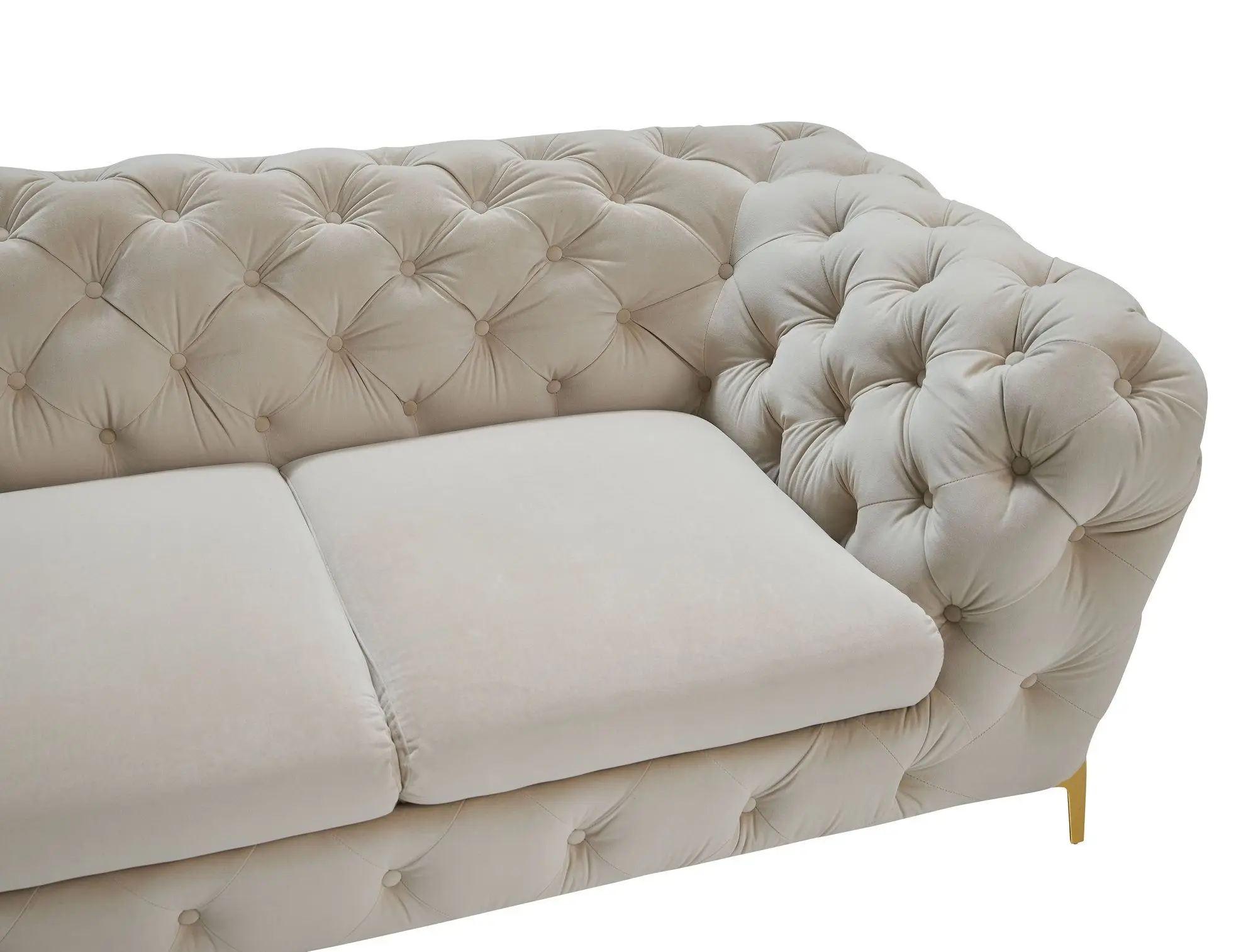 Modern Love Seat Tufted Chesterfield Velvet 3 Seat Sofa Large Comfy ...
