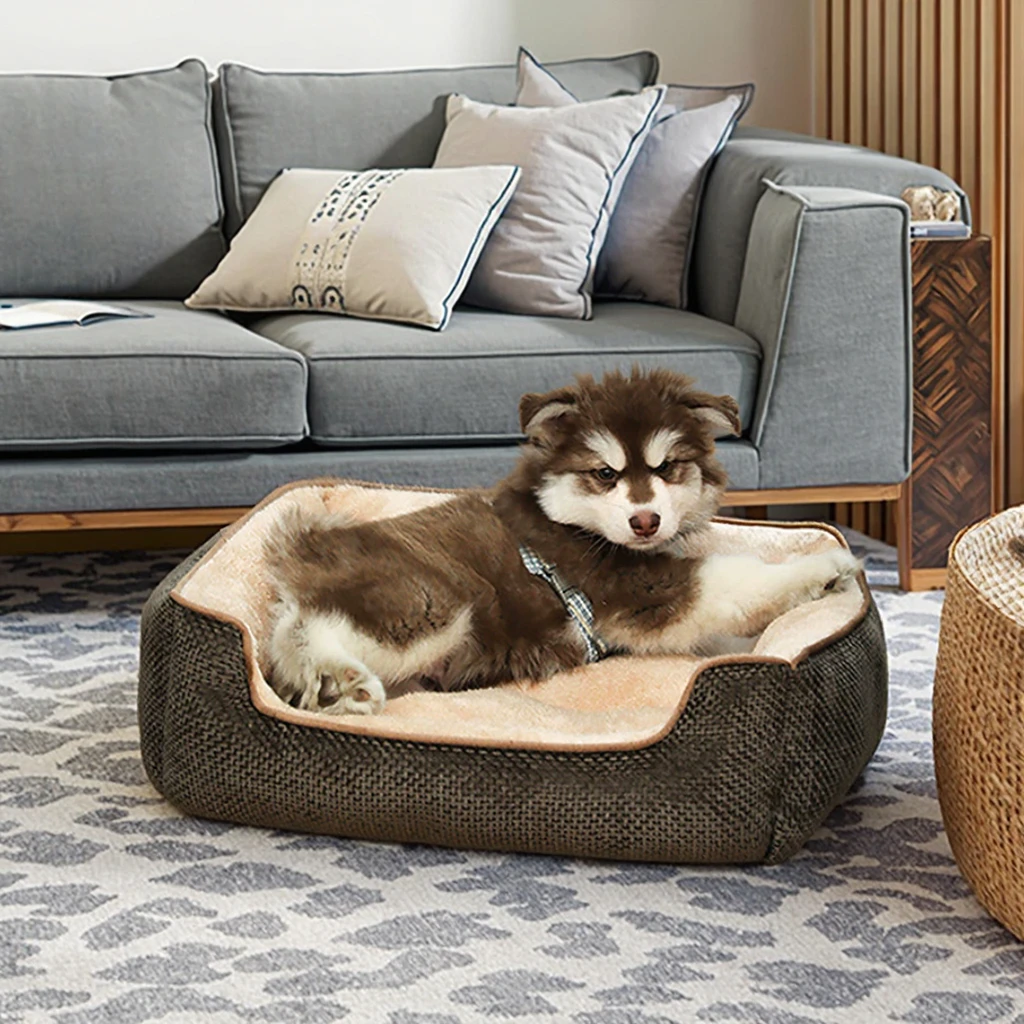 product rectangular pet bed fleece kennel four seasons universal dog pad moisture resistant stain resistant cat nest-54