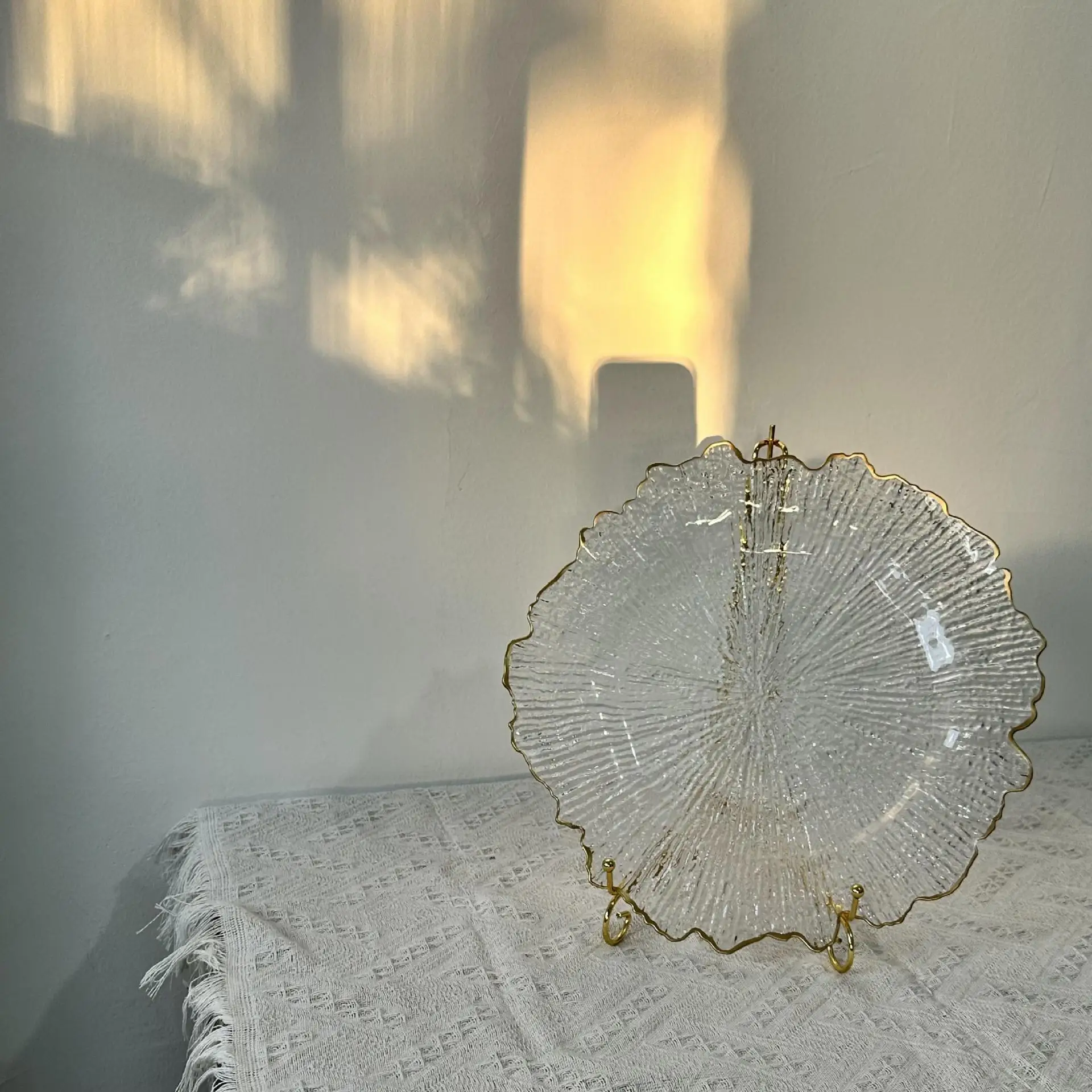 Luxury Ps Clear Charger Plates Bulk With Gold Rim Charger Plates for  Wedding Holiday Home Decoration