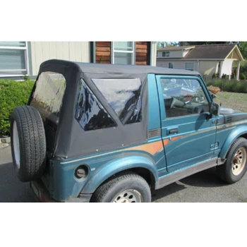 Black Denim Soft Top Half Cover For Suzuki Samurai SJ413 SJ410 – Clear Windows