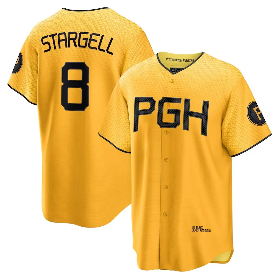 Willie Stargell Pittsburgh Pirates Nike 2023 City Connect Name & Number T- Shirt - Gold