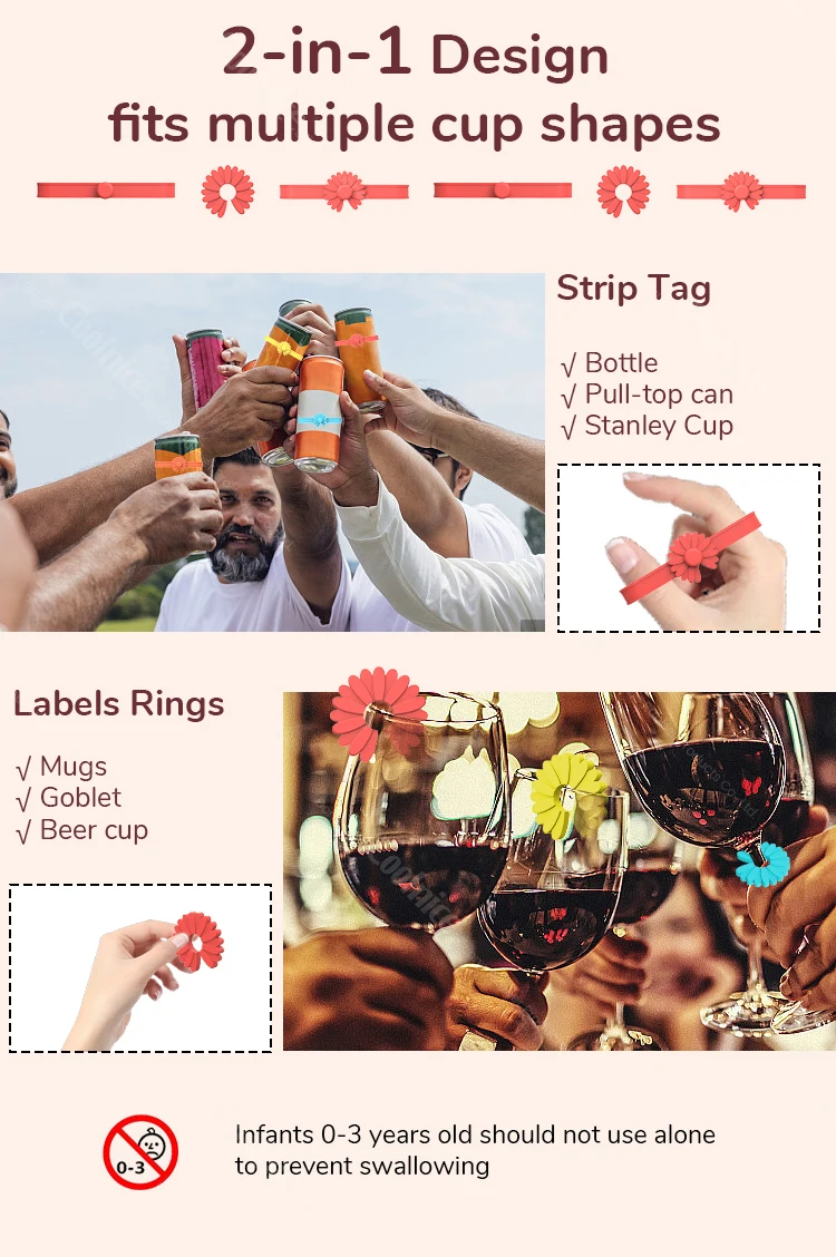 Glass Cup Wine Glass Bottle Strip Tag Marker 6pcs Wine Glass Markers