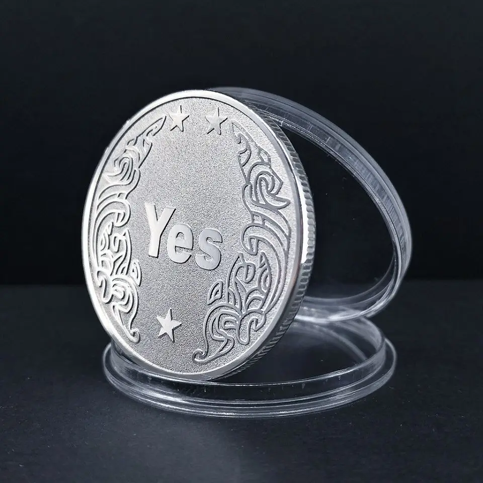 Yes No Decision Maker Custom logo Engraved Good Luck Decision Game Flip Yes No Challenge Coin