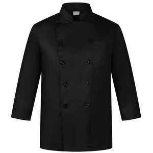 Custom Black Double-Breasted French Italian Sushi Japanese Chef Uniform Professional Chef Jackets Woven Twill Pants for Cooking