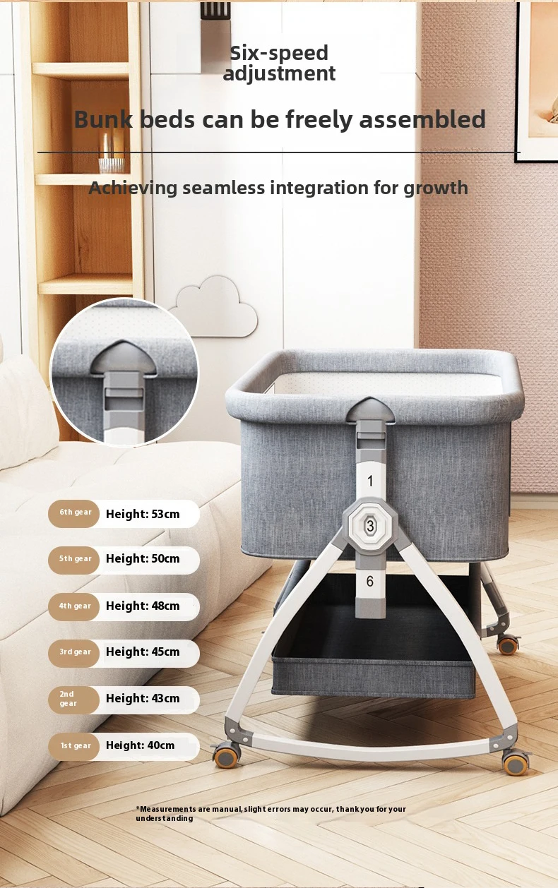 Modern Multi-functional Kids' Baby Crib Cot Baby Bassinet Cradle 3 in 1 Travel Baby Bed with Breathable Net Bedside Sleeper