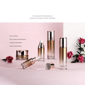 High-End Luxury 30ml Cosmetic Glass Bottle Set Rose Element Buckle Style Pump & Special Dropper Screen Printing Surface