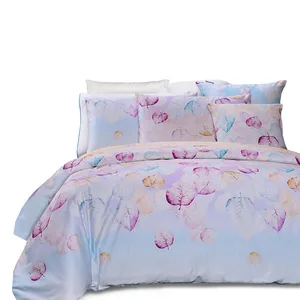 Customized Size Floral Pattern Bedsheet Set 100% Cotton Fabric Bed Linen for Home and Hotel