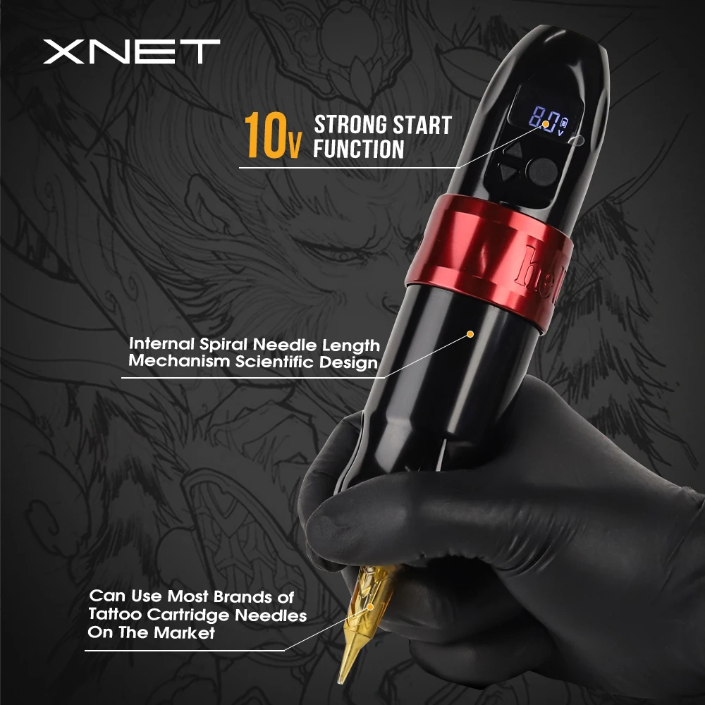 XNET 2400mAh 4mm Stroke Wireless Tattoo Pen Professional