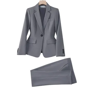 2026 New Arrival Gray Suit Set Women Professional Formal Wear Suits