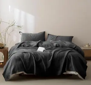 100% Pure Flax Linen Duvet Cover Sets Stone Washed 100%  French Linen Bedding Sheet Sets