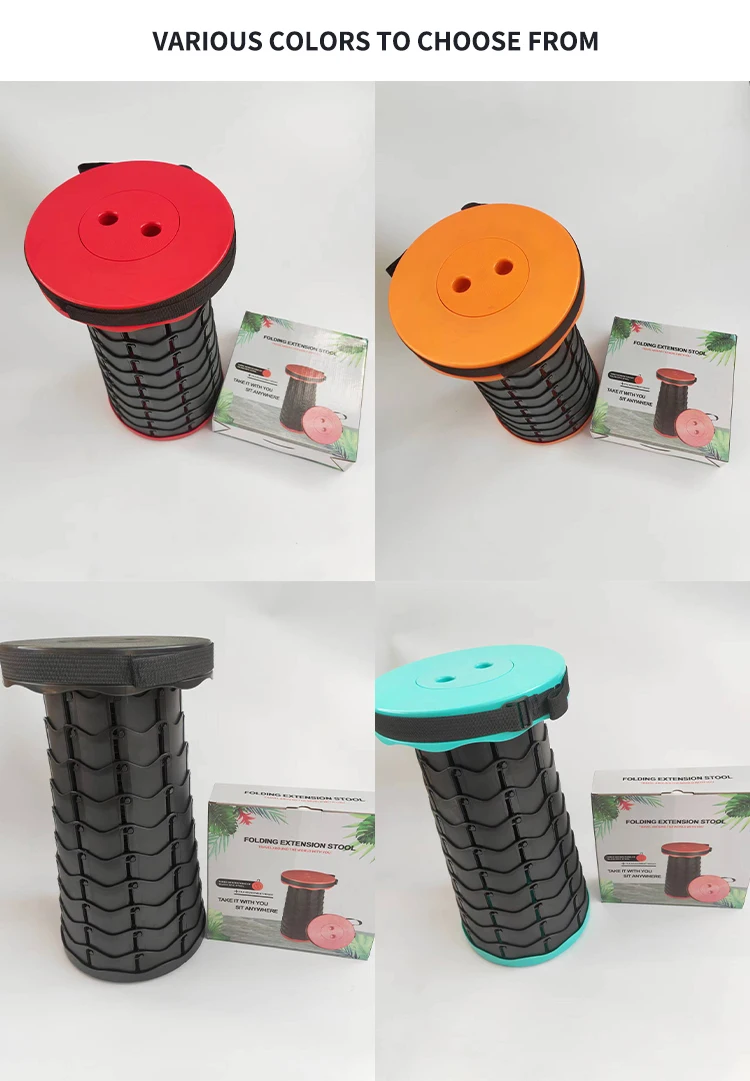 Round Small Retractable Plastic Stool Chair Outdoor Camping Plastic