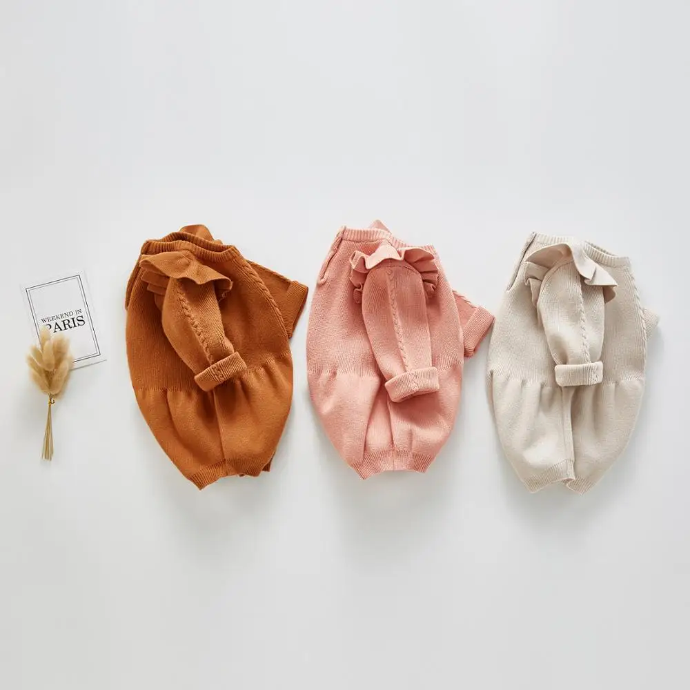 
 малышей Осенняя хлопчатобумажная ползунки для маленьких девочек длинные рукава-крылышки: комбинезон с длинными рукавами  